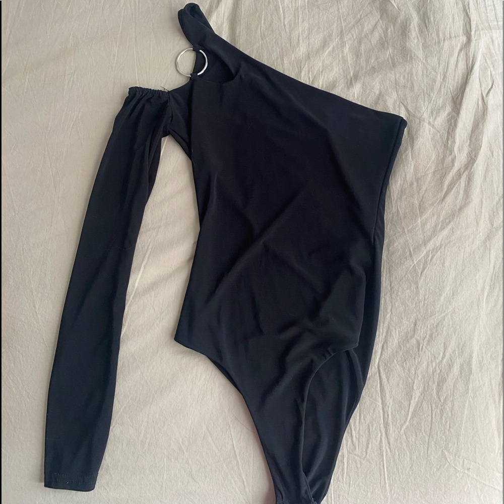 Pretty Little Thing One Shoulder Black Bodysuit